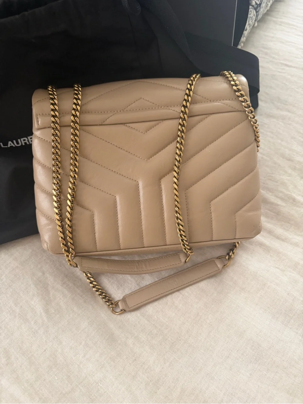 Saint Laurent Beige Quilted Leather Envelope Shoulder Bag